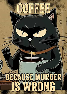 Funny Cat Drinking Coffee