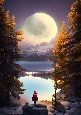 Moonlight at Lake Nature