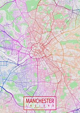 Manchester Map Colorful