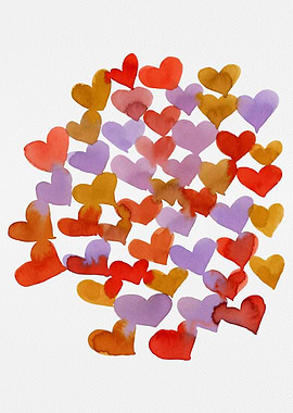 Watercolor melting hearts