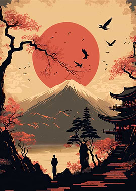 Japanese Mt Fuji sunset