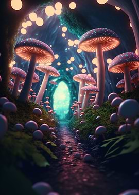 A magic mushroom forest