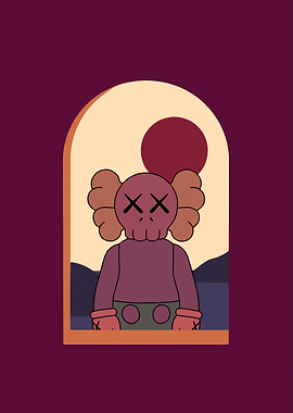 kaws window at night