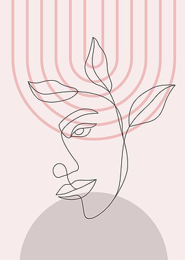 Boho line Floral girl head