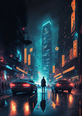 Neon Dystopian Cityscape