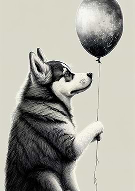 Husky Balloon Dog