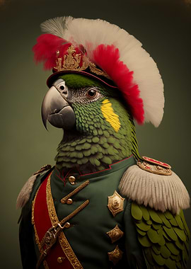 Parrot in Military Uniform