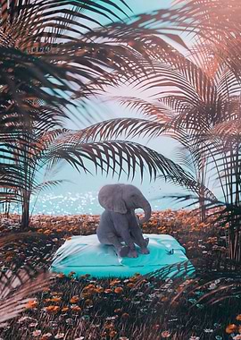 Baby elephant on Pillow