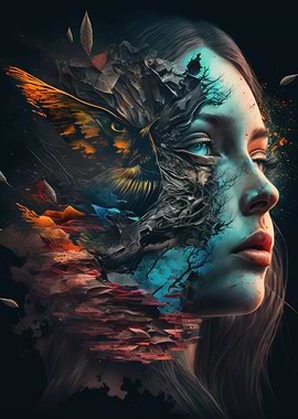 Womans face with an owl g