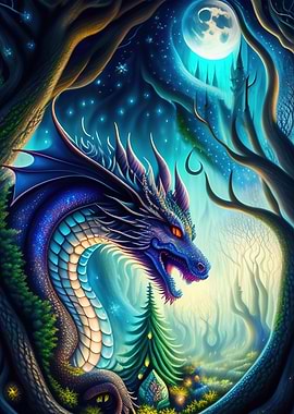 fantasy blue dragon