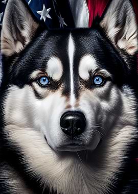 Husky USA Flag America