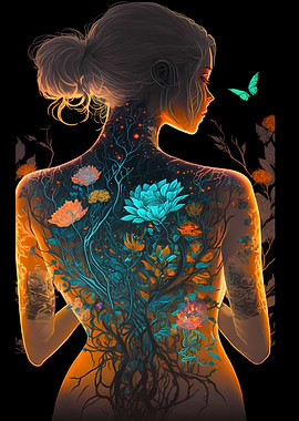 Floral Cyberpunk Girl