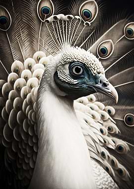 White peacock portrait