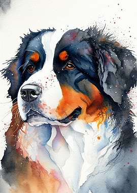 Bernese Mountain Watercolo