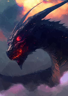 Black dragon fantasy
