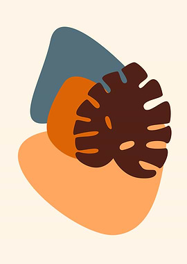 orange blue Monstera leaf