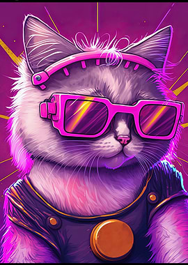 Abstract Psychedelic Cat