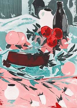 Blue Teal And Pink Cherry