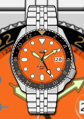 Seiko 5 Orange GMT