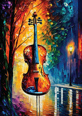 A Violin in Afremov Style
