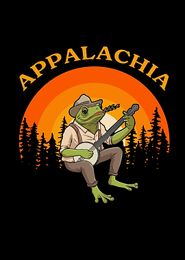 Frog Banjo Retro Sun