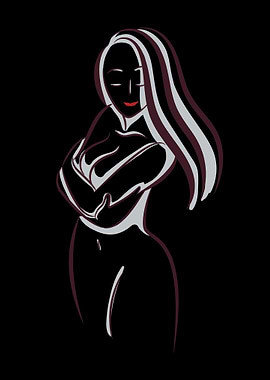 Erotic Girl Line Art