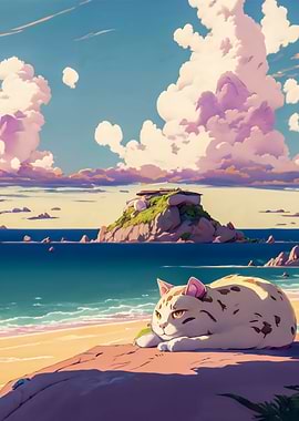 Cat at the beach