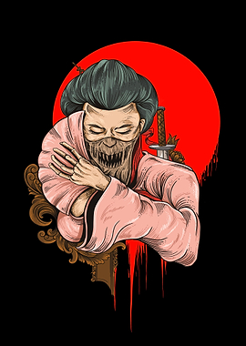 japanese geisha and skull