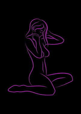 Erotic Girl Line Art