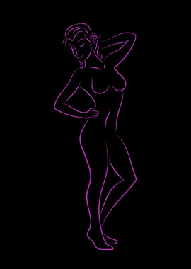Erotic Girl Line Art