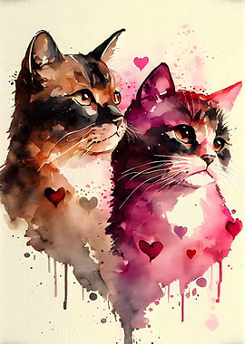 Cat Romantic Couple
