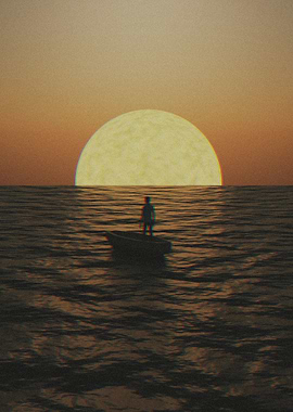 Ocean Sunset With solo man