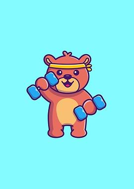Cute Bear Workout Cartoon