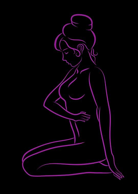 Erotic Girl Line Art