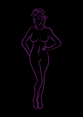 Erotic Girl Line Art