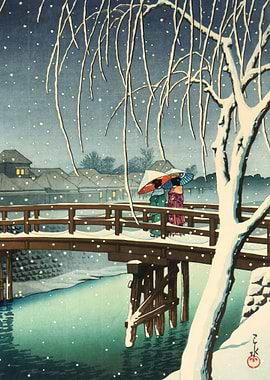 Evening snow in Japan
