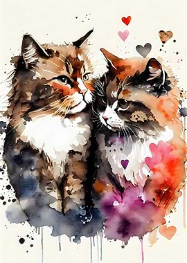 Romantic Cat Couple
