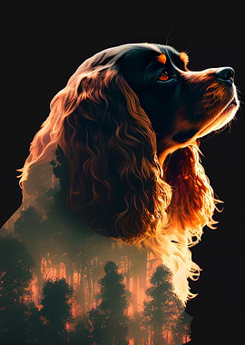 Cavalier King Forest Retro