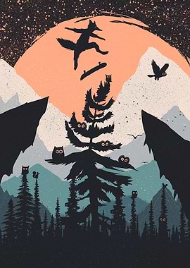 Orange Moon and Skater Fox