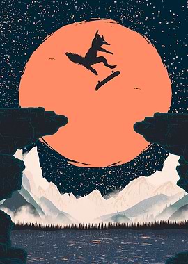 Orange Moon and Skater Fox