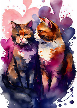 Romantic Cat Couple