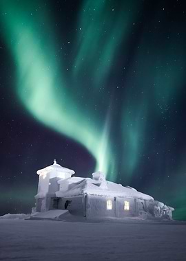 Dreamy House under Aurora