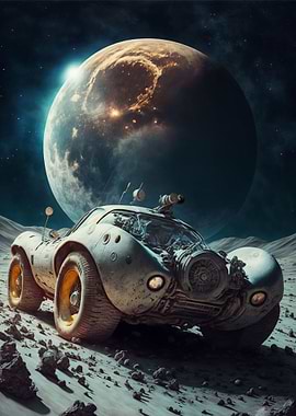 Vintage Car On The moon