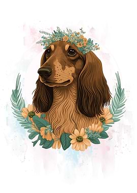 Cute Flower Dachshund Dog