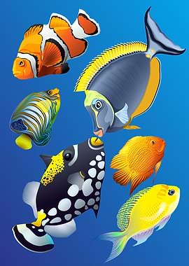 Underwater fauna set