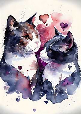 Romantic Cat Couple