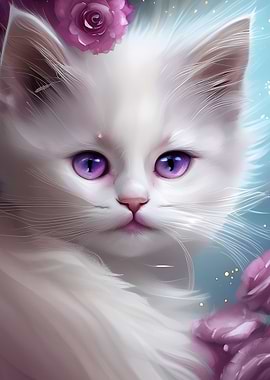 Adorable White Cat Artwork