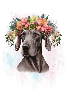 Floral Great Dane Dog