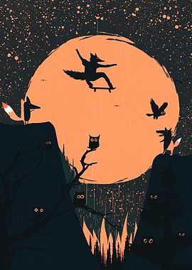 Orange Moon and Skater Fox