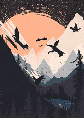 Orange Moon and Skater Fox